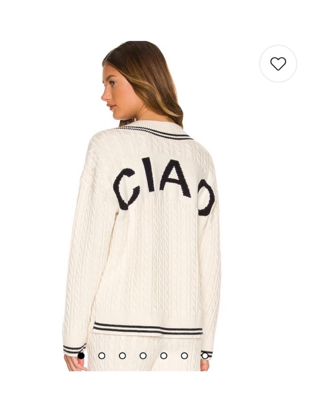 lpa ciao white & navy blue v neck cable knit pull over sweater size small